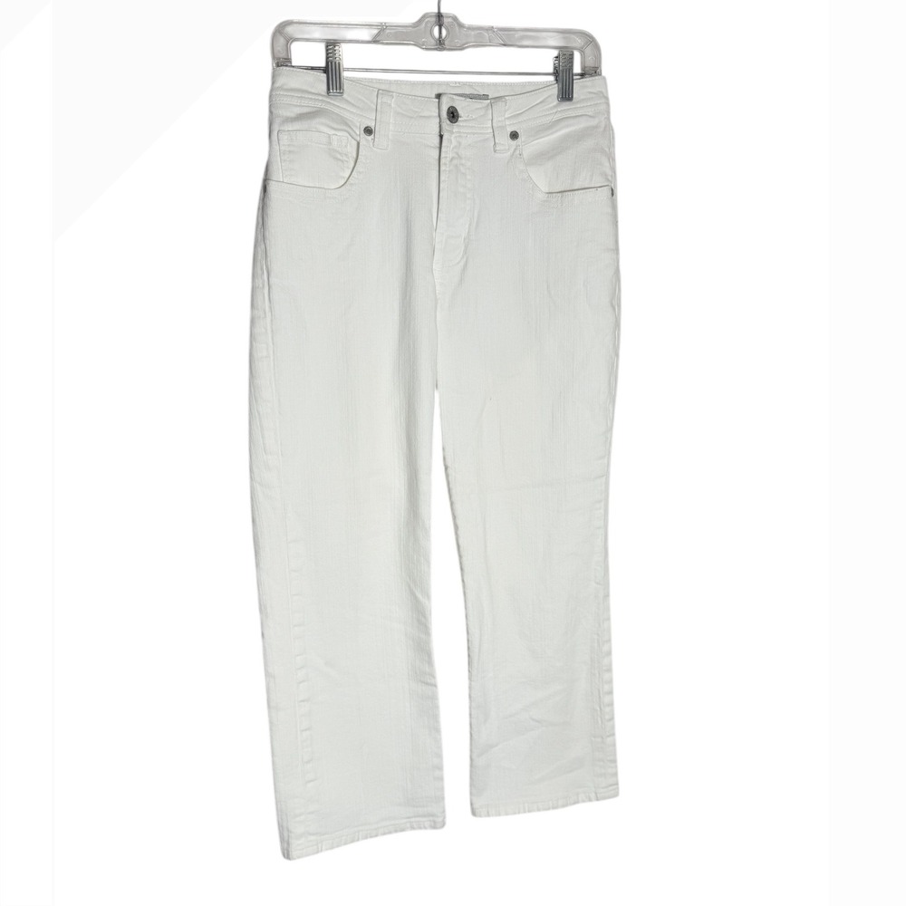 Chicos Platinum Jeans Size S (Size 4) White Cropped Jeans Rhinestone‎ Pockets